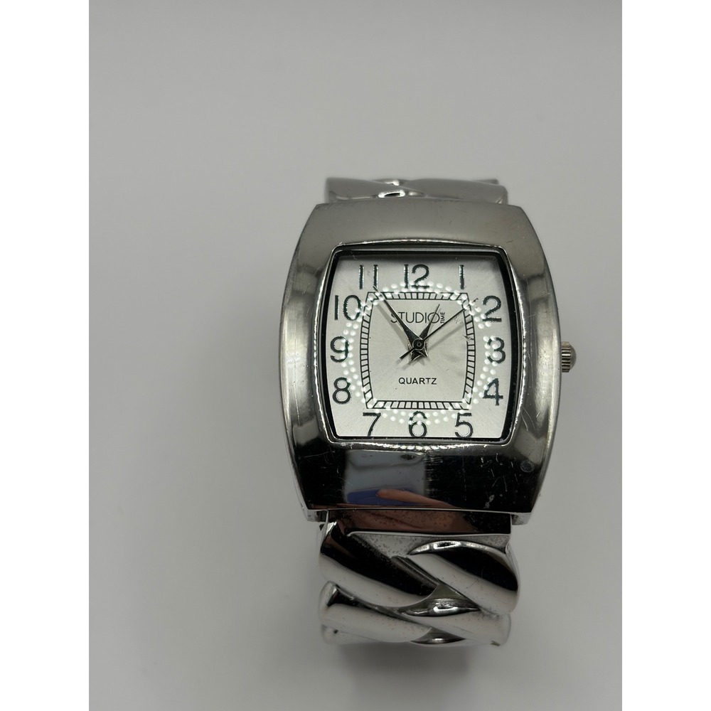 Studio Time Silver‎ Tone Rectangular Face Quartz Women's Watch